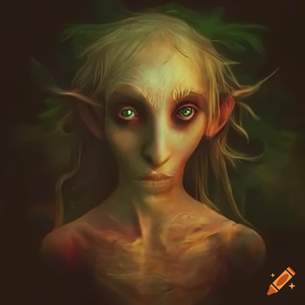 Surreal image of a wizard in a mystical forest