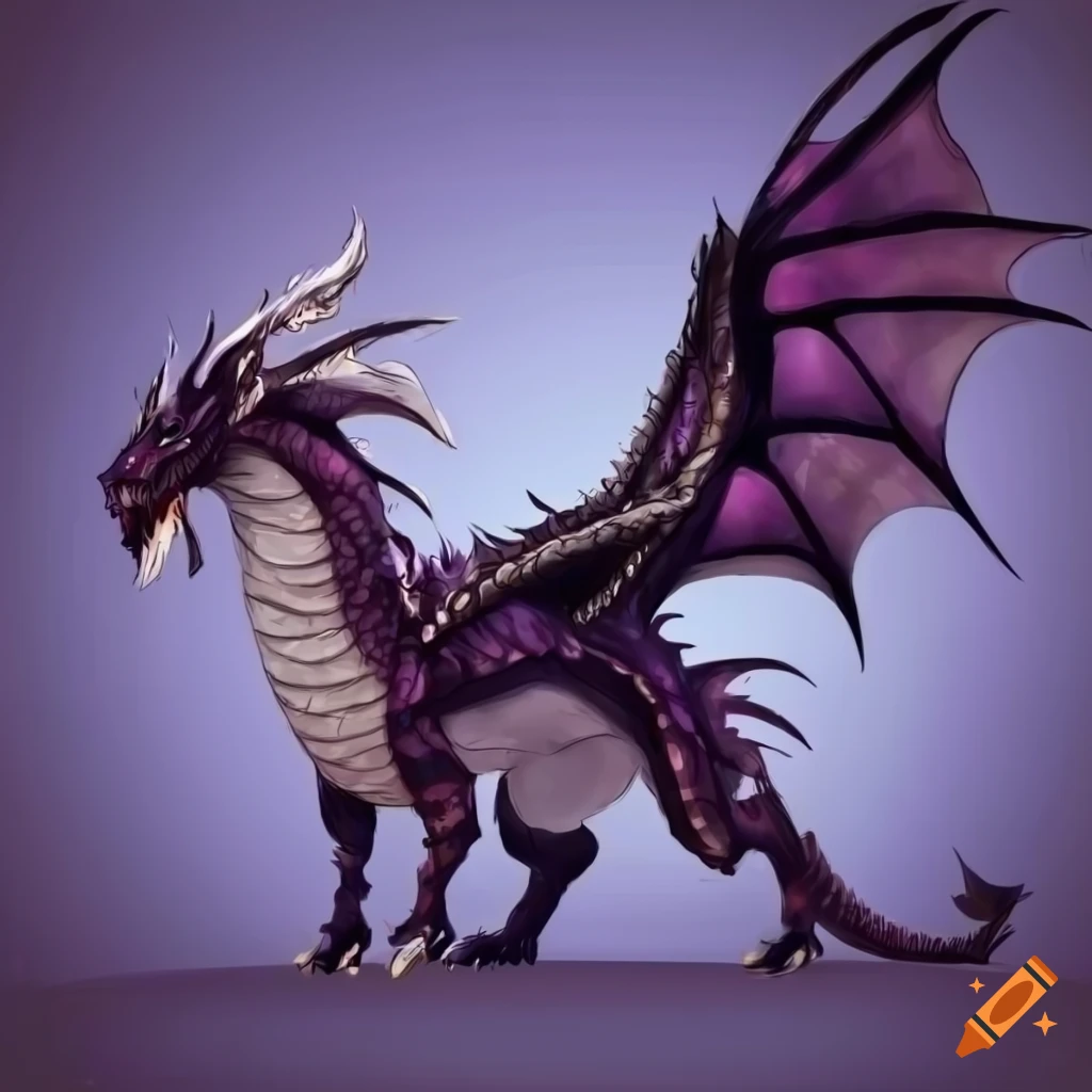 illustration of a side view dragon with wings and four legs