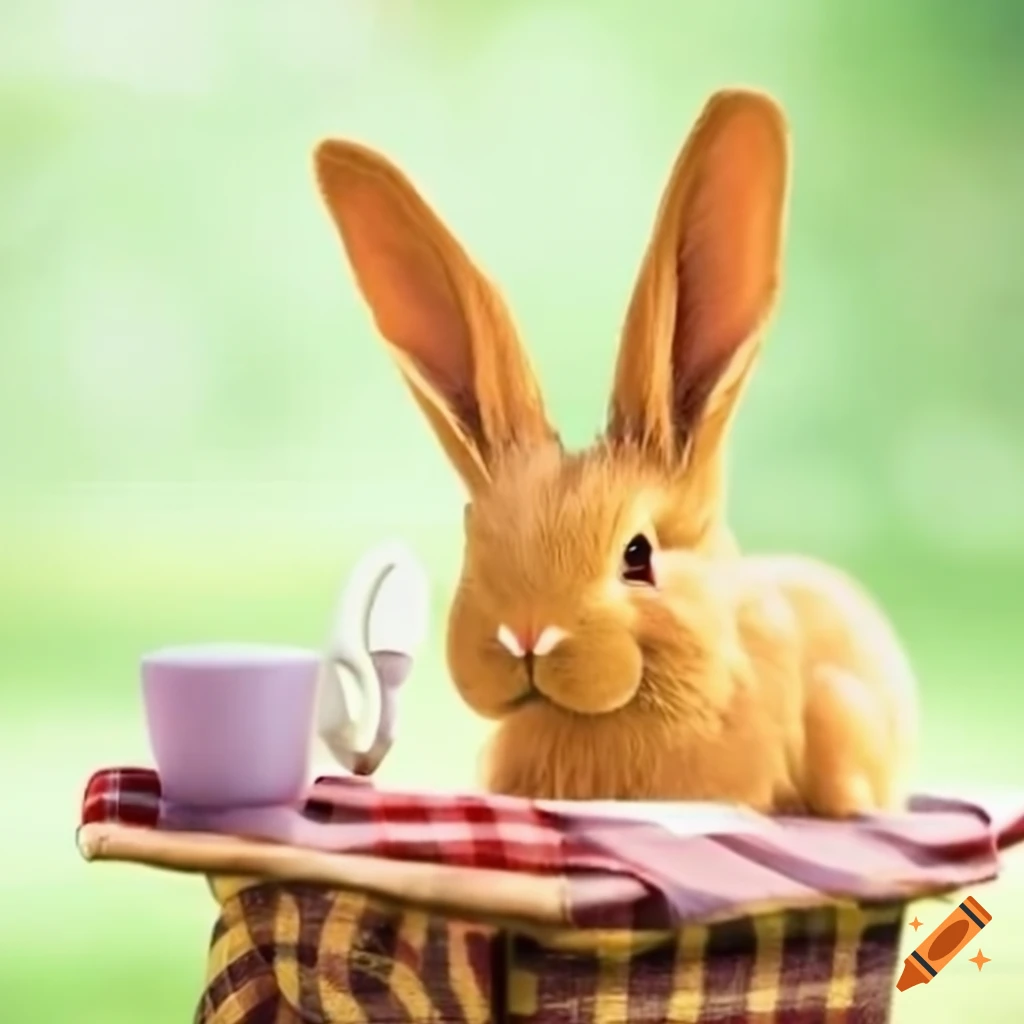 Image of a bunny enjoying a cup of coffee on Craiyon