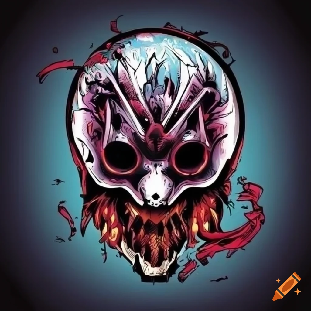 comic style heavy metal psychedelic motorcycle logo