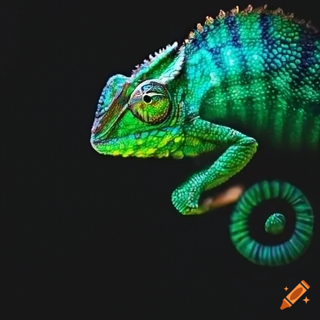Side view of a fierce chameleon logo on Craiyon
