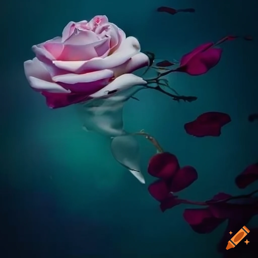 Rose floating in the sea