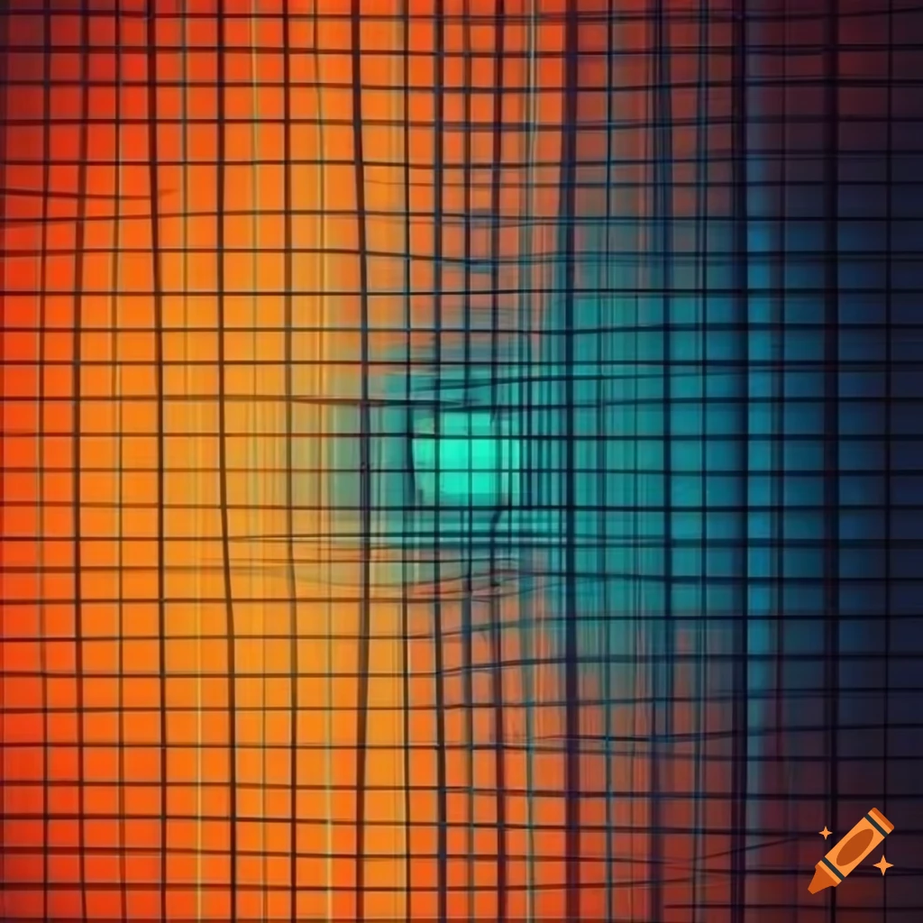 Orange and blue geometric pattern grid
