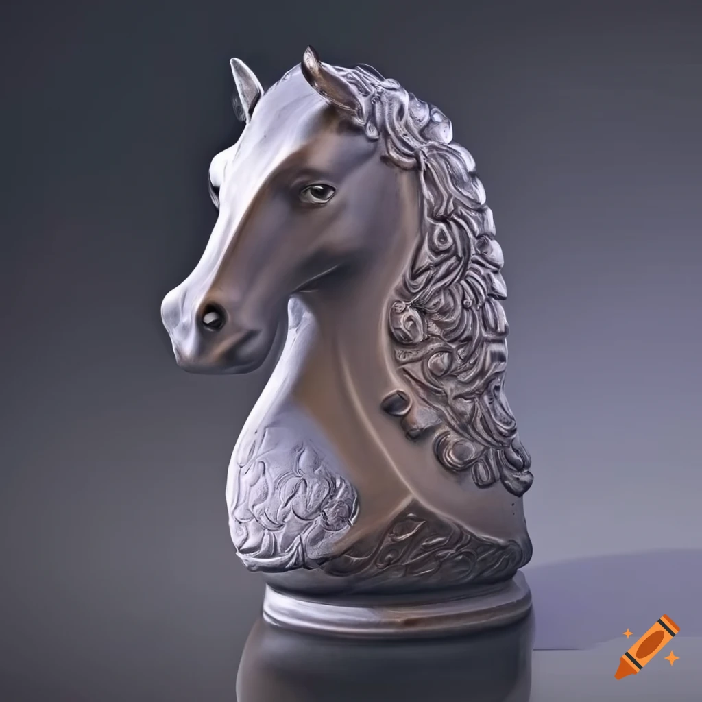 Backlit horse chess piece with intricate design