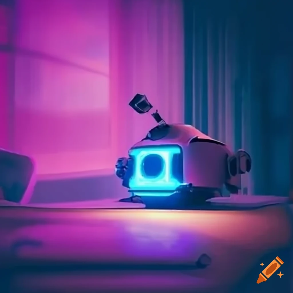Lo-Fi music making robot in a spaceship