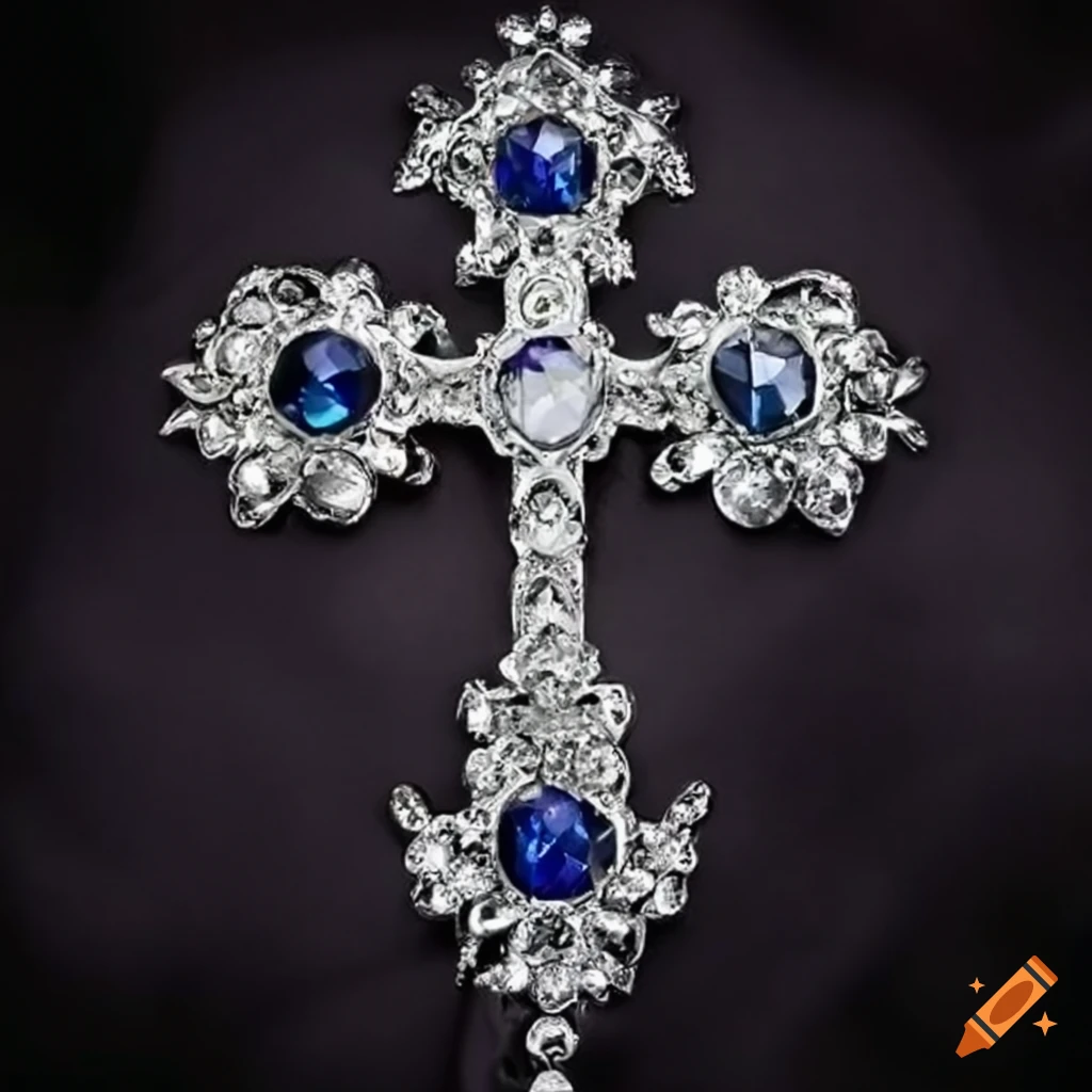 Silver Cross With Sparkling Sapphires On Craiyon silver-cross-with-sparkling-sapphires-on-craiyon