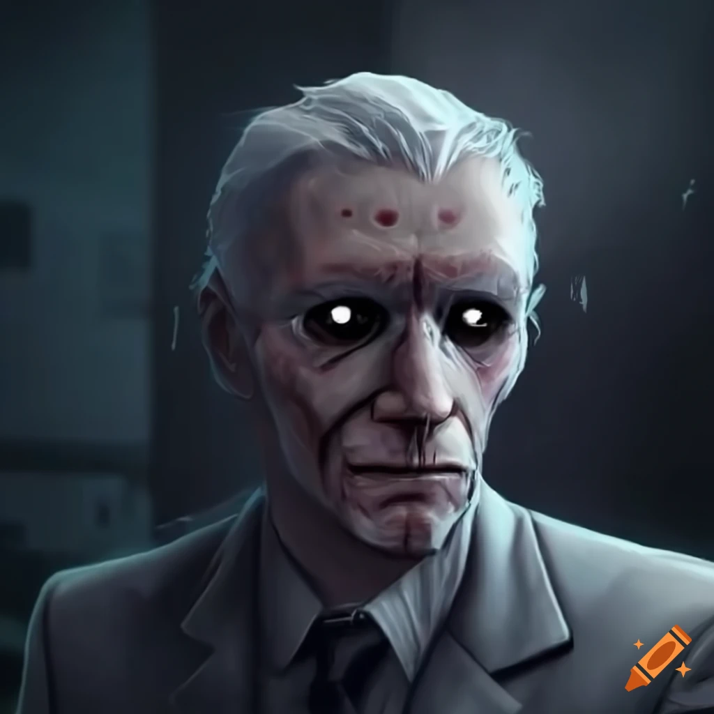 Depiction Of A Grey haired Scientist From The Scp Foundation On Craiyon