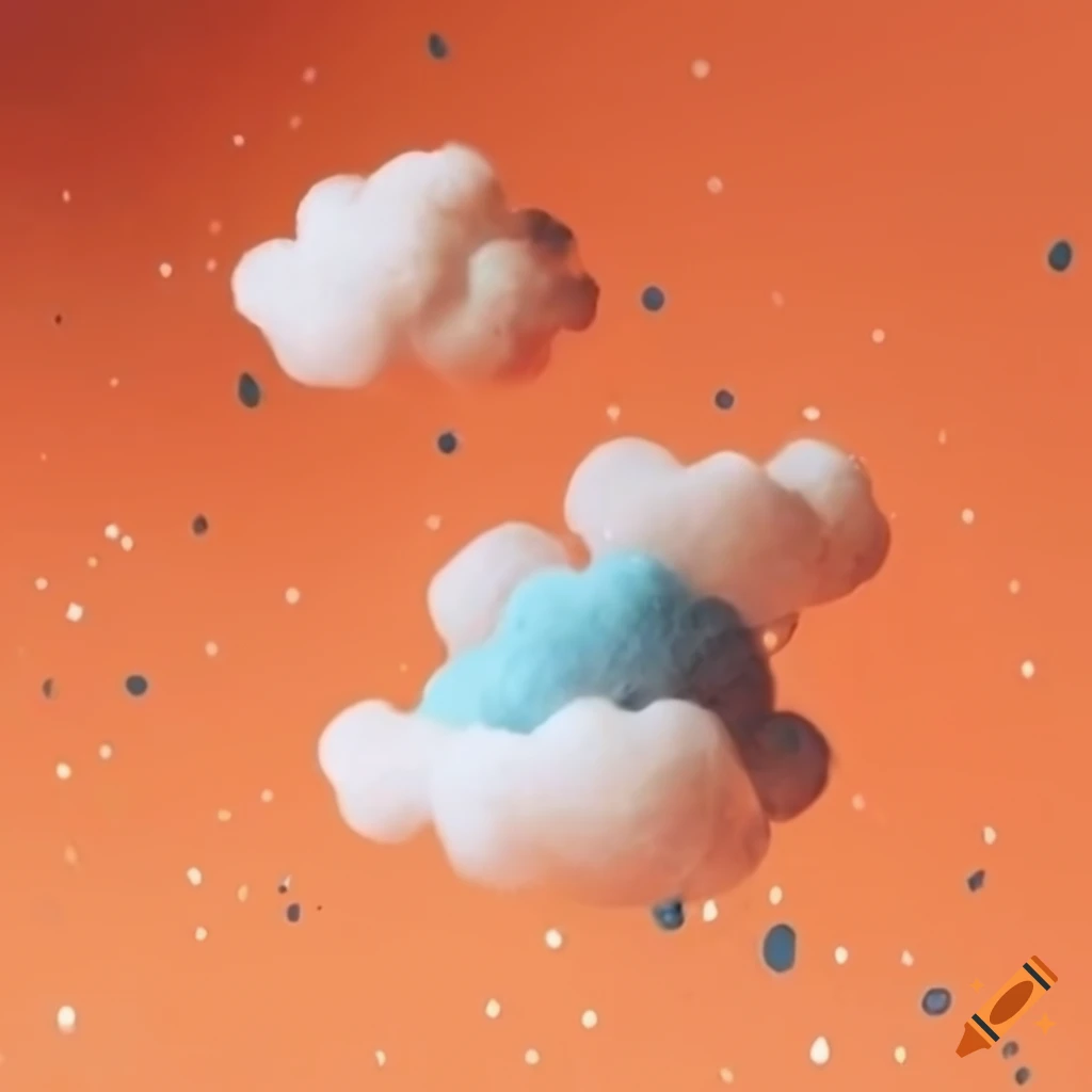 dreamy winter scene with cotton candy clouds and falling snowflakes