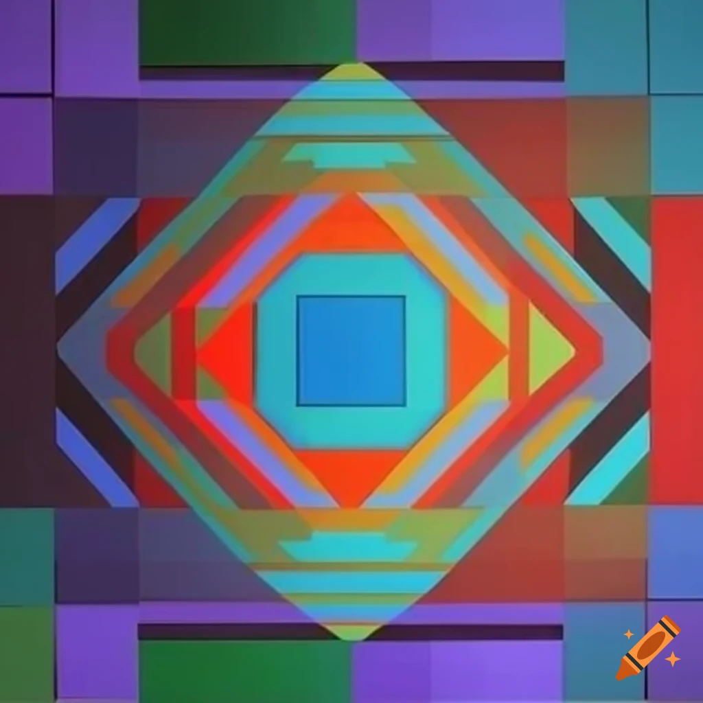 Victor Vasarely artwork with geometric illusions