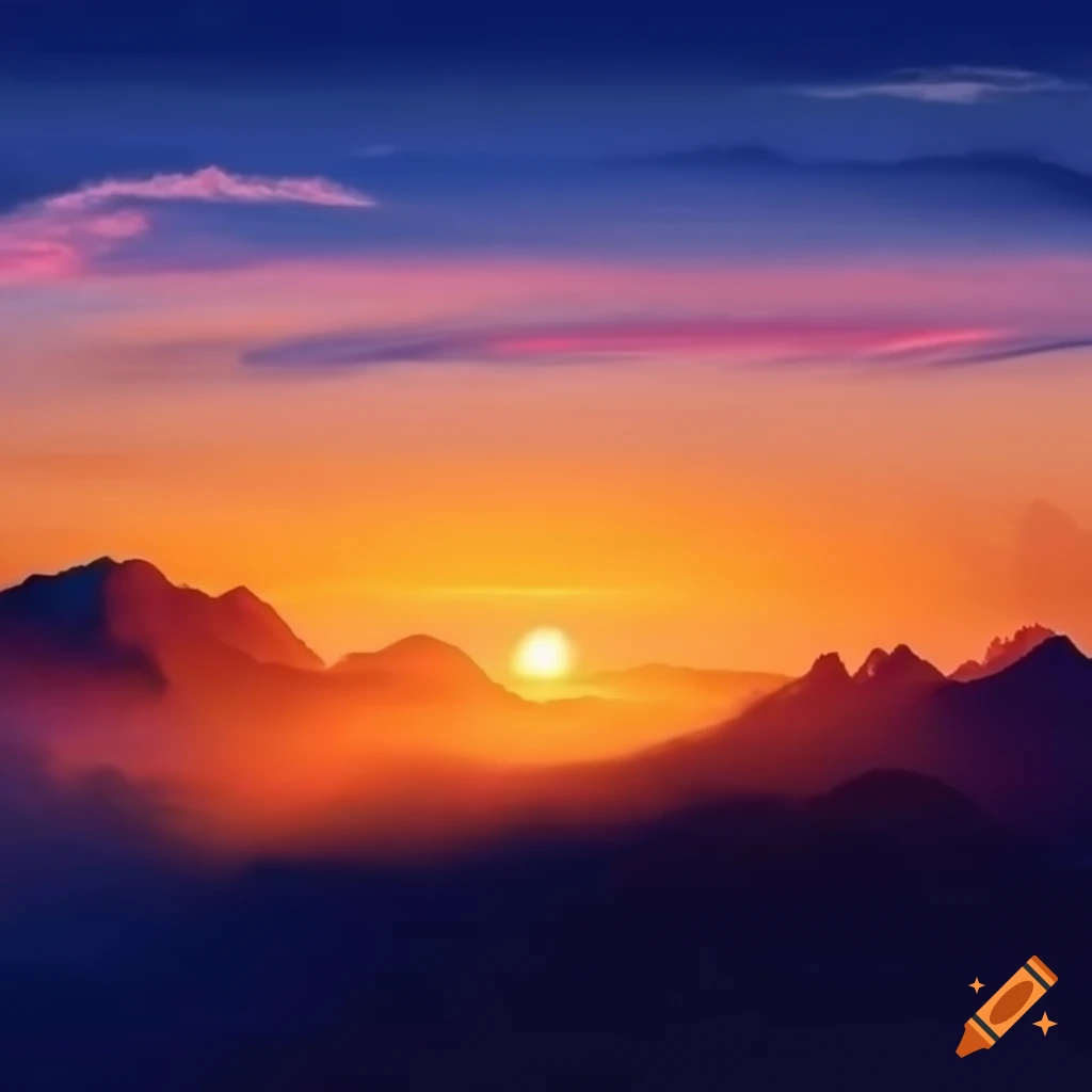 sunrise over mountain and clouds