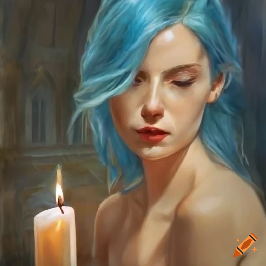 Portrait of a young celebrity woman with long blond/blue hair on Craiyon