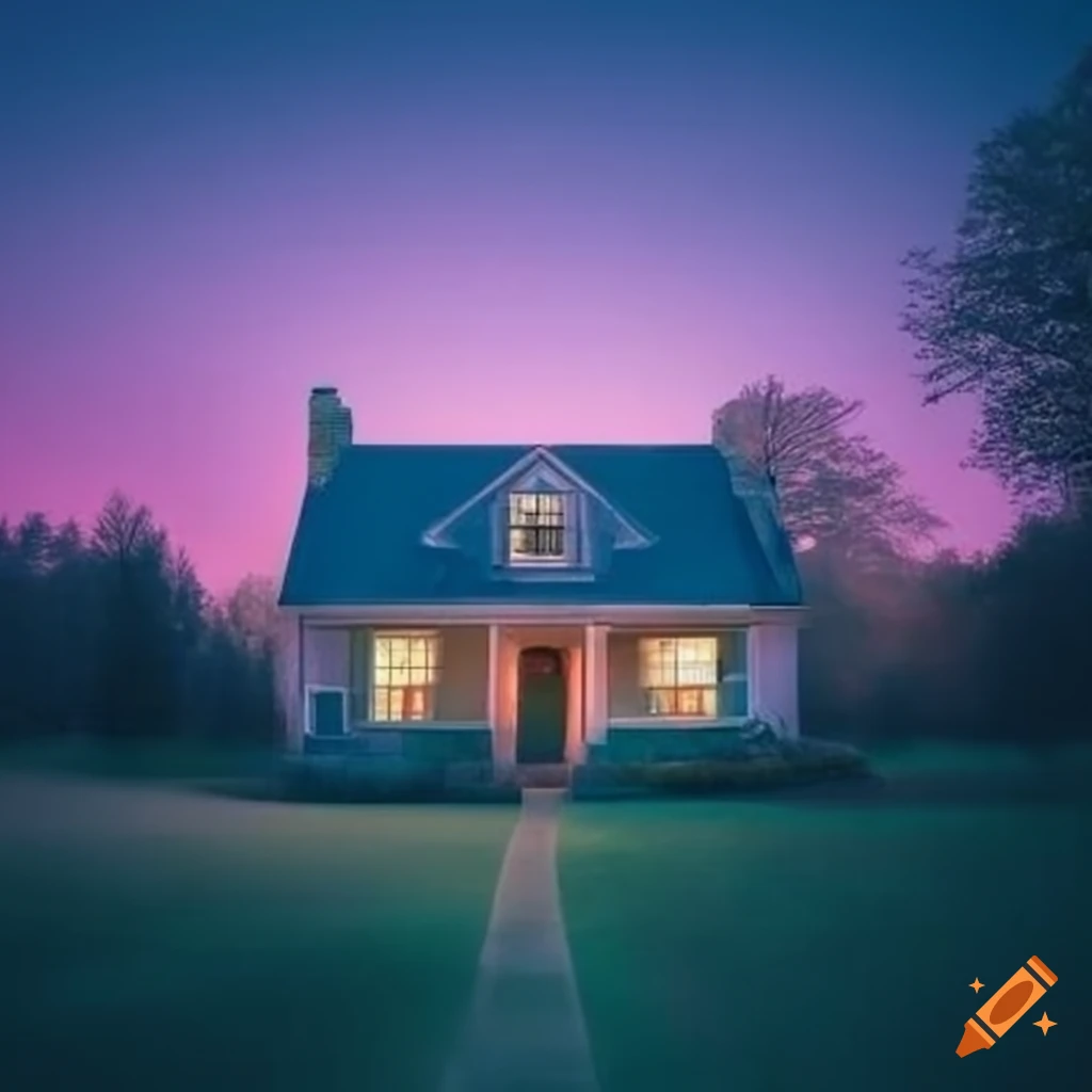 Pastel house surrounded by nature on Craiyon