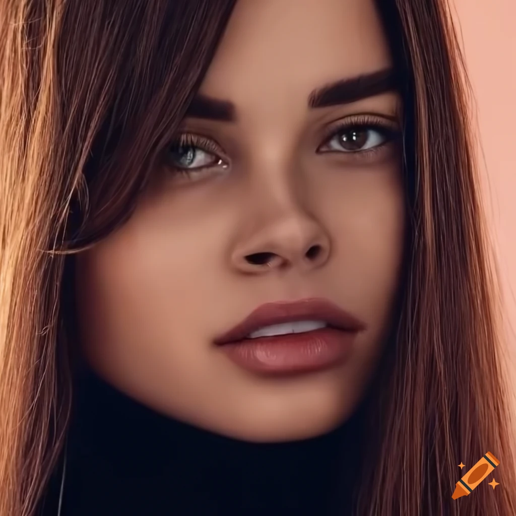 Portrait Of A Beautiful Woman With Dark Hair And Brown Eyes On Craiyon 