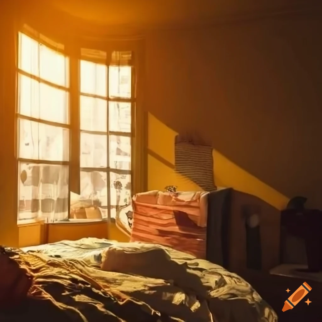 golden hour sun shining through a bedroom window
