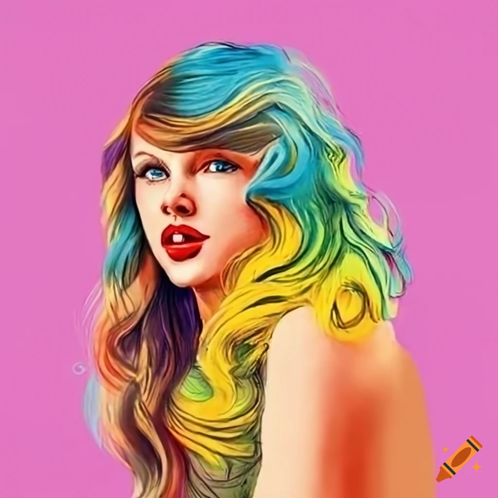 Colorful book illustration of taylor swift on social media