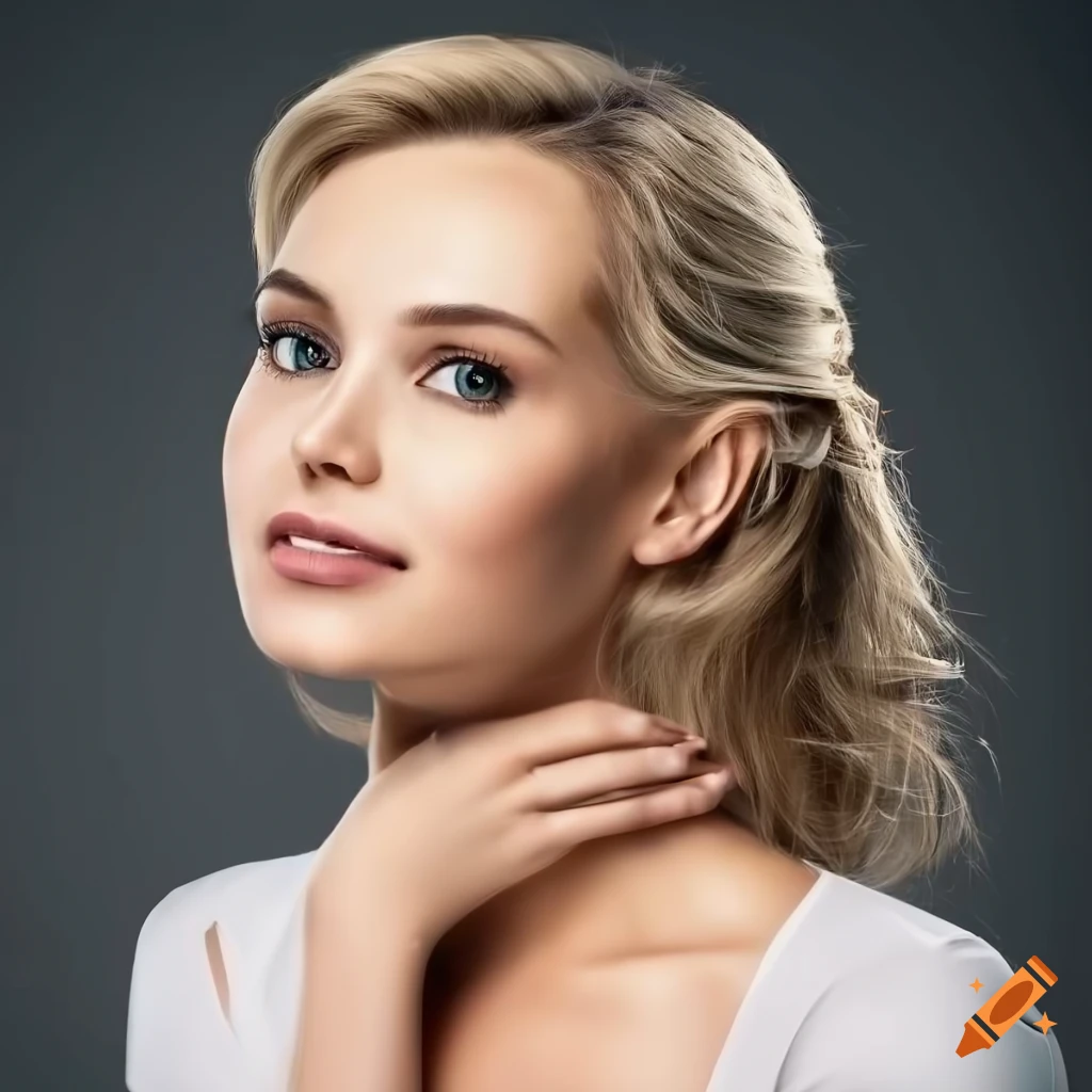 portrait of a young woman with shoulder-length blonde hair