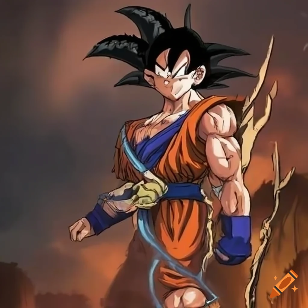 Goku transforming into super saiyan god, dragon ball z on Craiyon