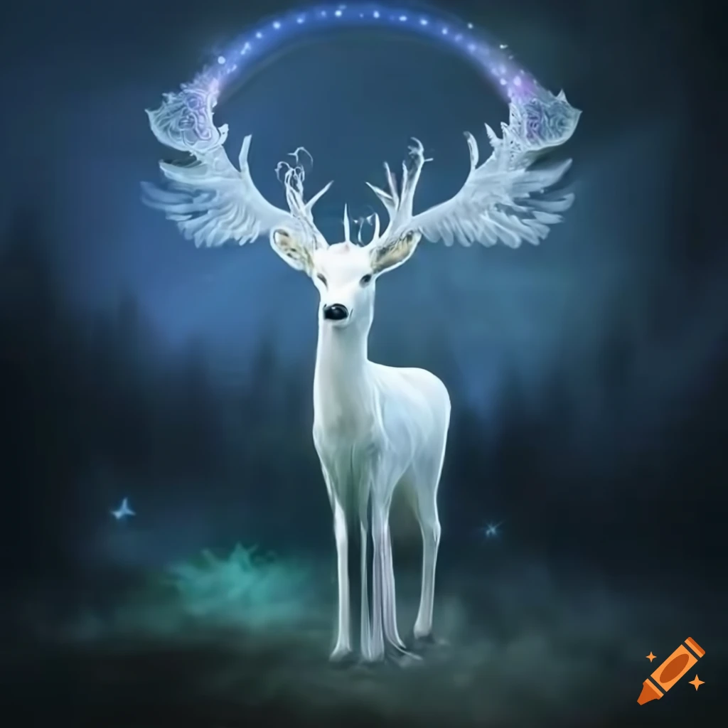ethereal-white-deer-with-wings-and-halo-on-craiyon