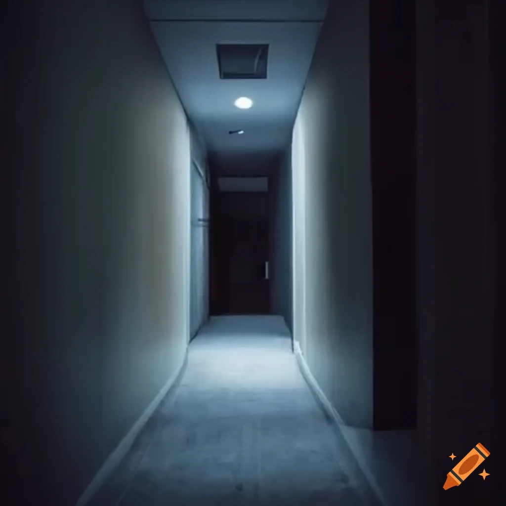 photograph of an unsettling hallway in the backrooms