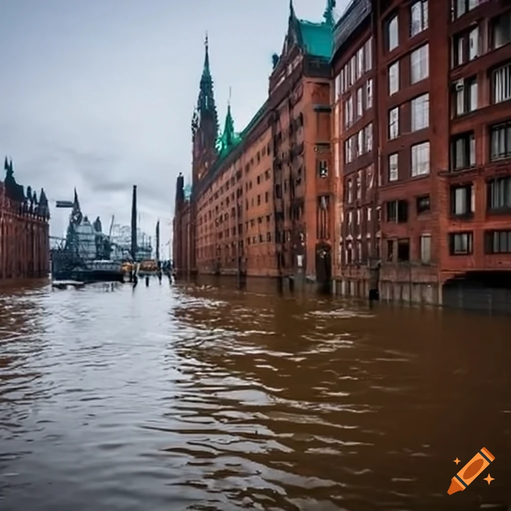 Image of flooding in hamburg on Craiyon