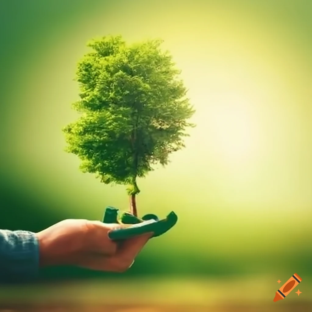 Person planting trees to conserve natural resources on craiyon