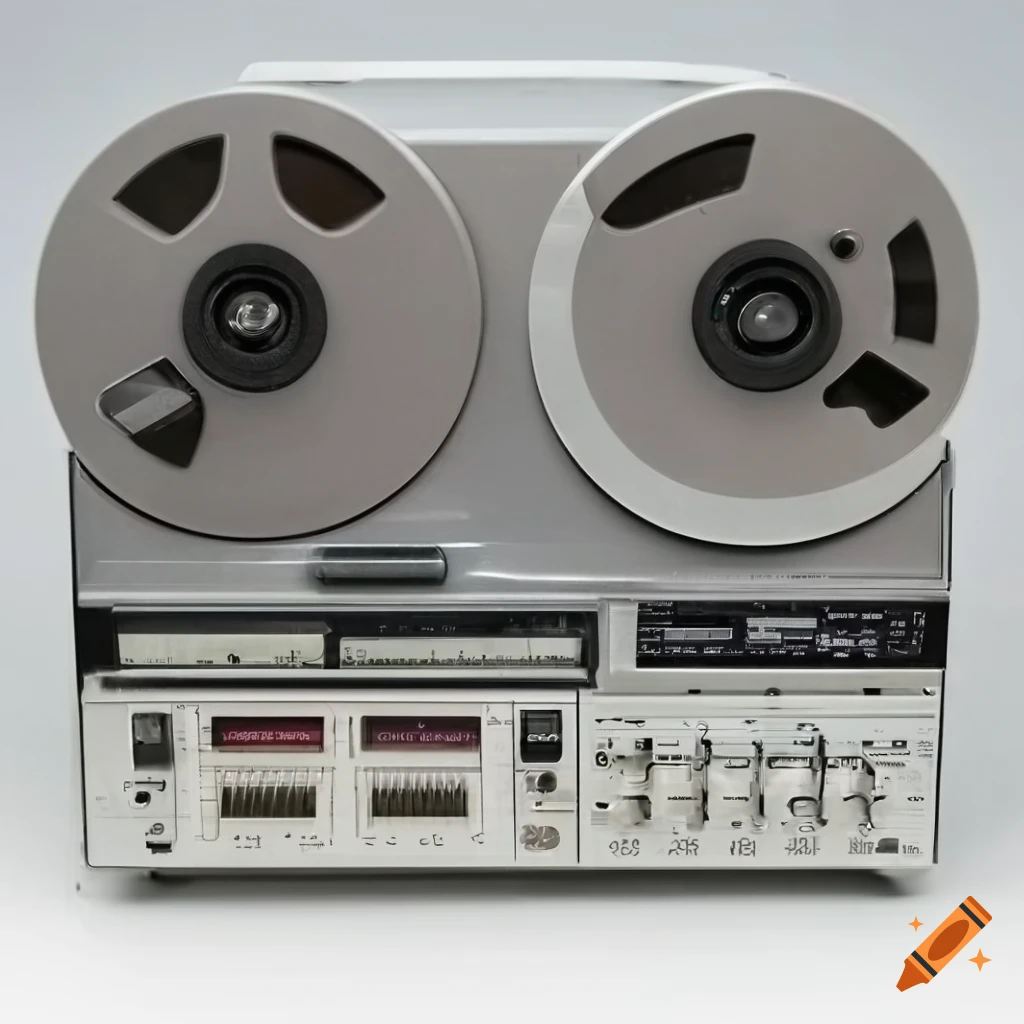 Vintage reel-to-reel magnetic tape recorder on Craiyon