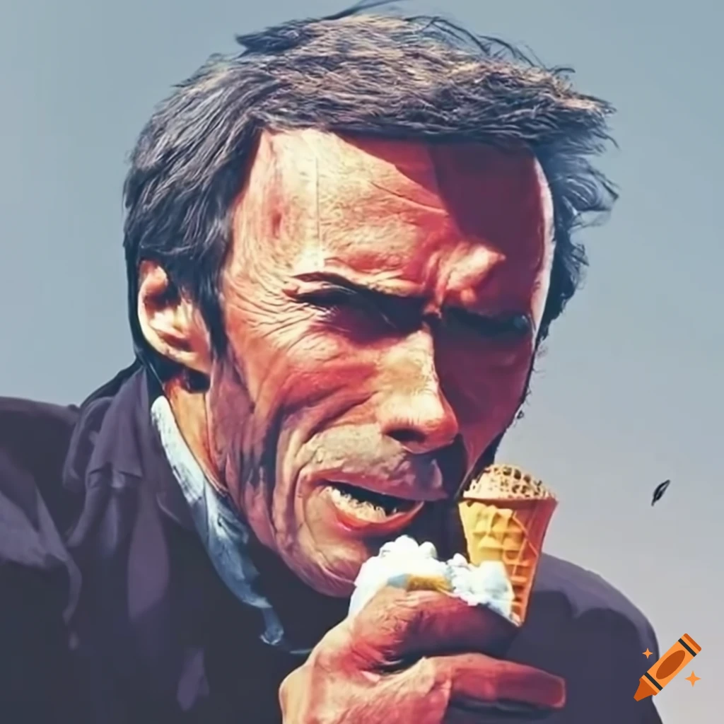 Clint Eastwood Enjoying An Ice Cream Cone On Craiyon 