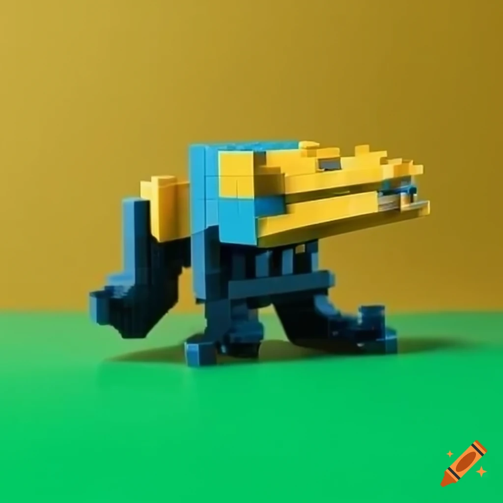 Dragon ball character playing with lego on Craiyon