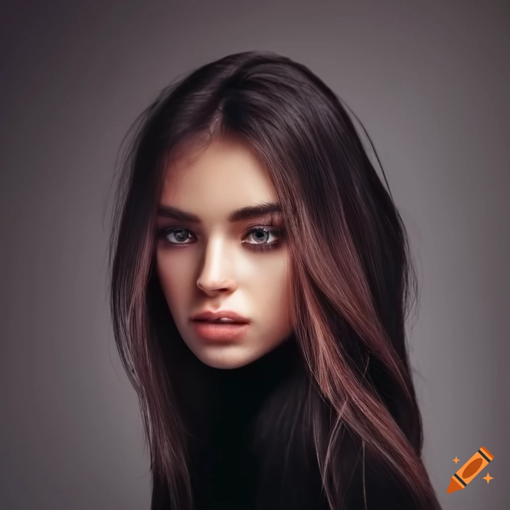portrait of a beautiful young woman with dark hair and brown eyes