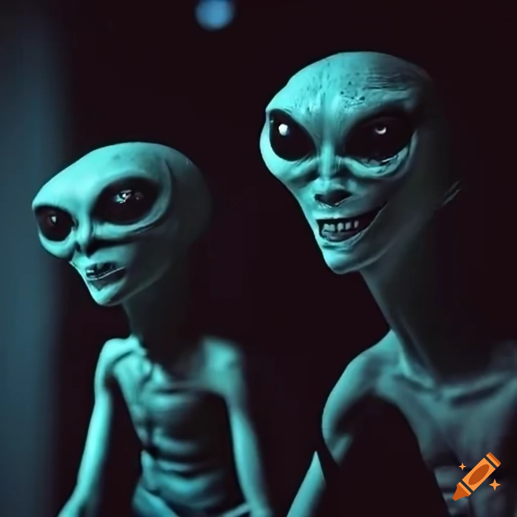 Two aliens enjoying a party