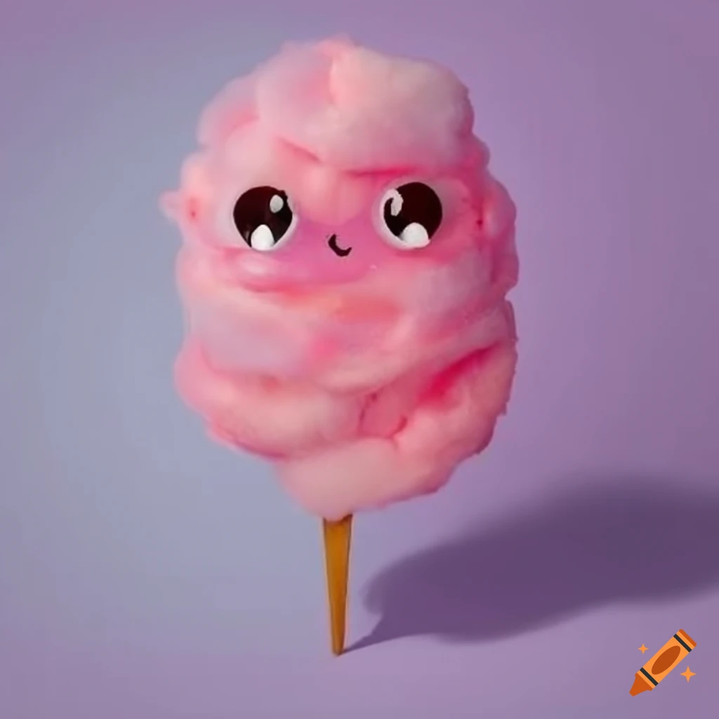 Cute cotton candy with a face on Craiyon