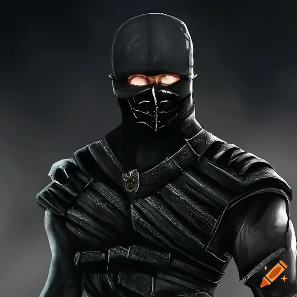 Image of noob saibot, a dark ninja with a black ninjato on Craiyon