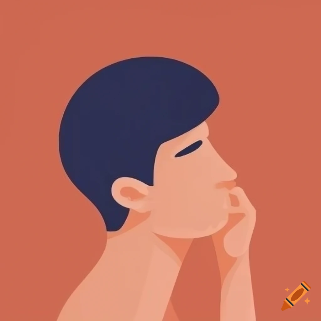 minimalistic vector art of a man deep in thought