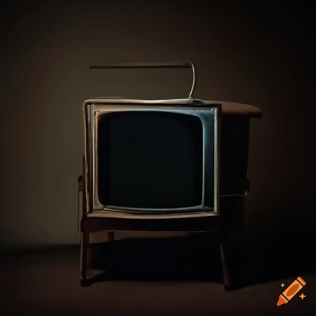 Photorealistic 60s television in a dark room on Craiyon