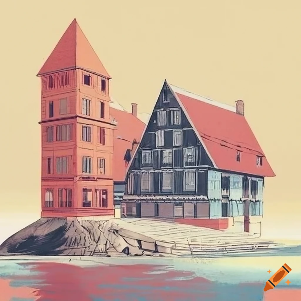 Graphic novel display of norwegian architecture