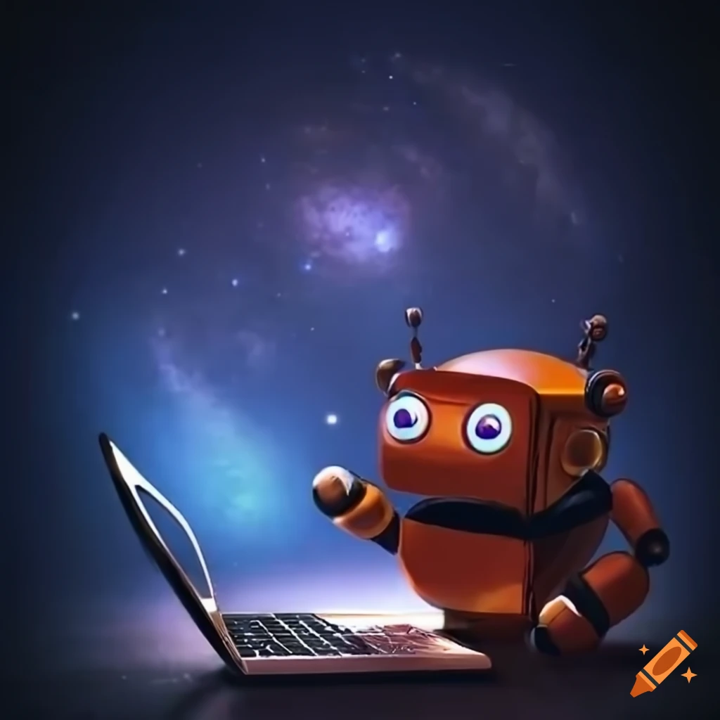 Copper Robot Writing On A Laptop With Planets In The Background On Craiyon copper-robot-writing-on-a-laptop-with-planets-in-the-background-on-craiyon