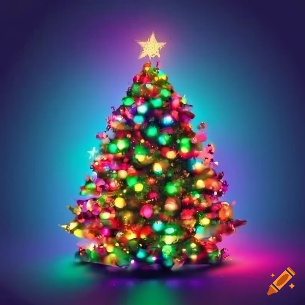 Colorful digital christmas tree on Craiyon