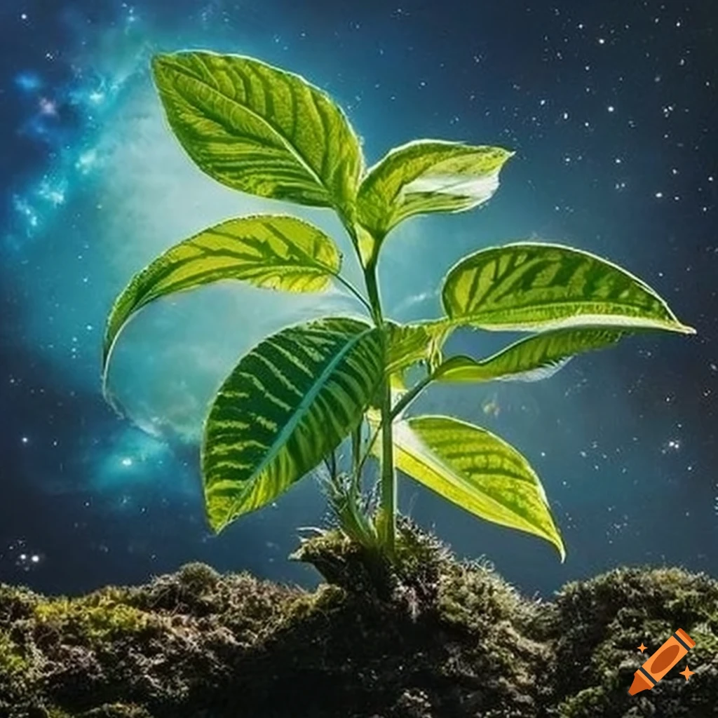 Plants growing in outer space on Craiyon