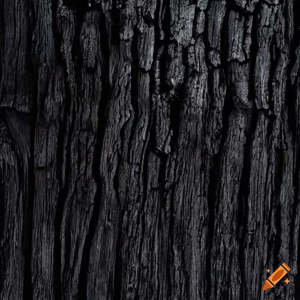 texture of burnt black wood log