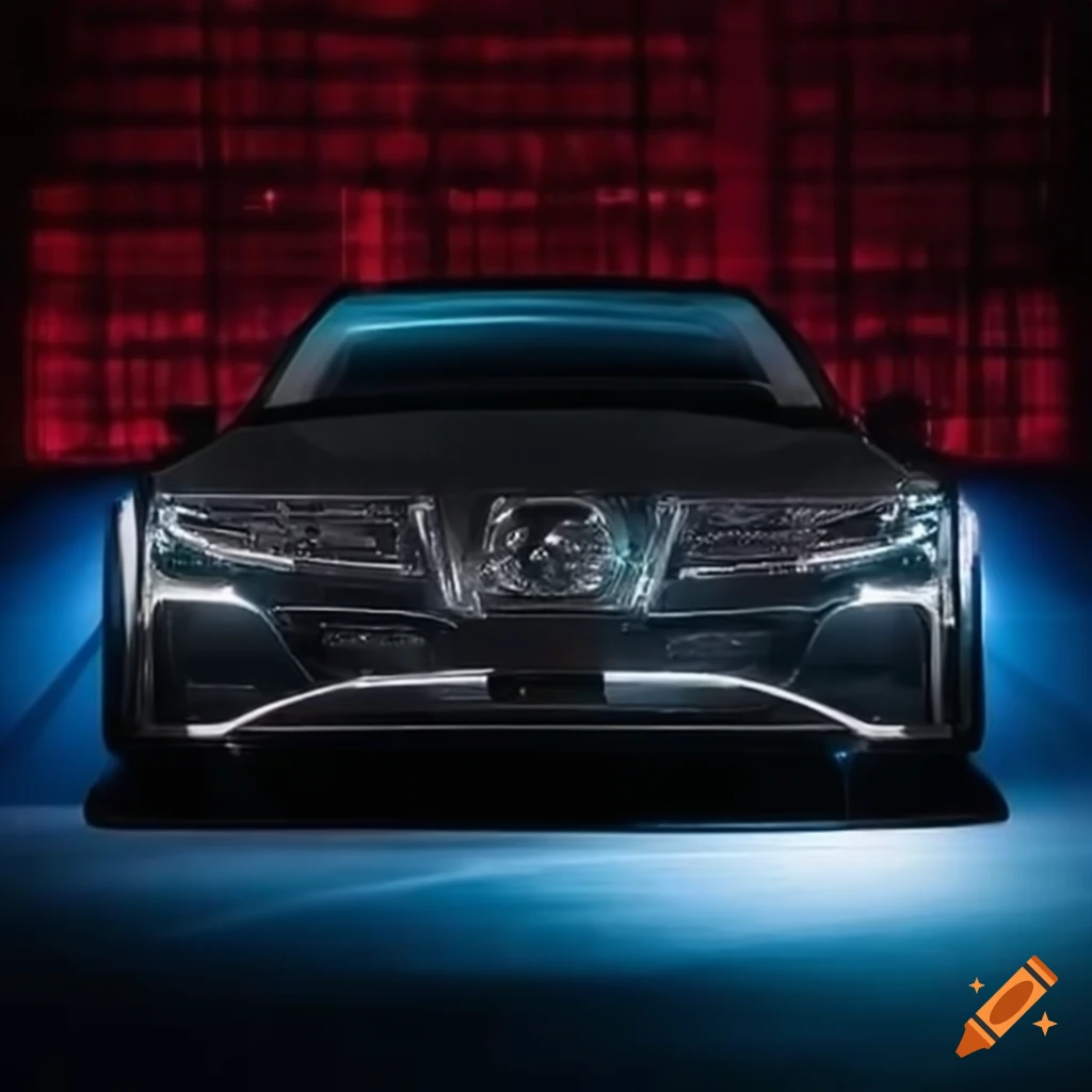 Sleek quantumpowered car glowing with led lights