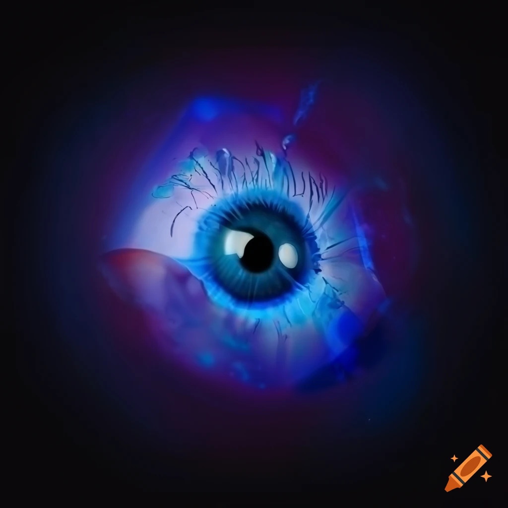 High fantasy glass eye on black background on Craiyon