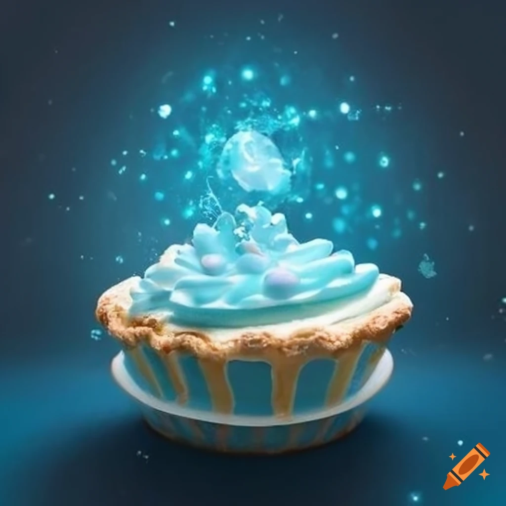 magical glowing blue and white pie