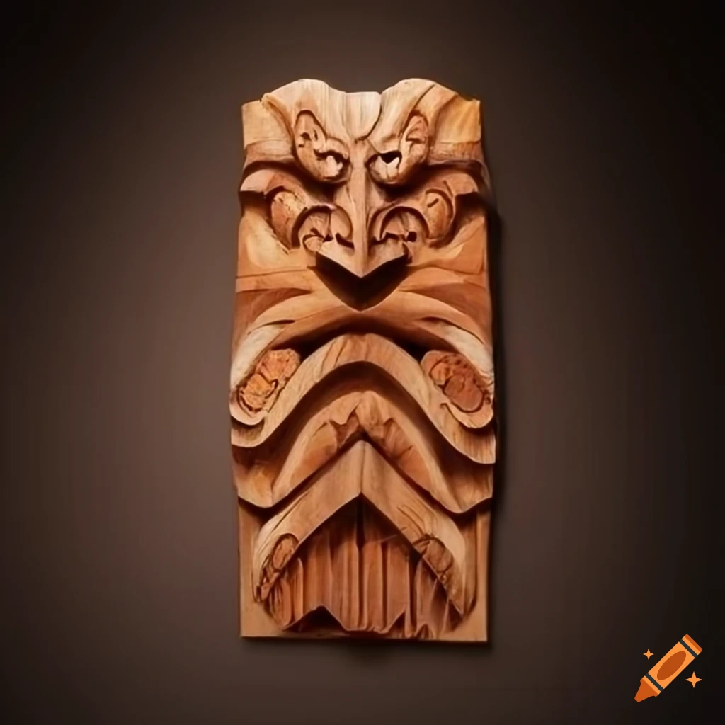 Tiki style sculpture of zelda game totem pole on craiyon