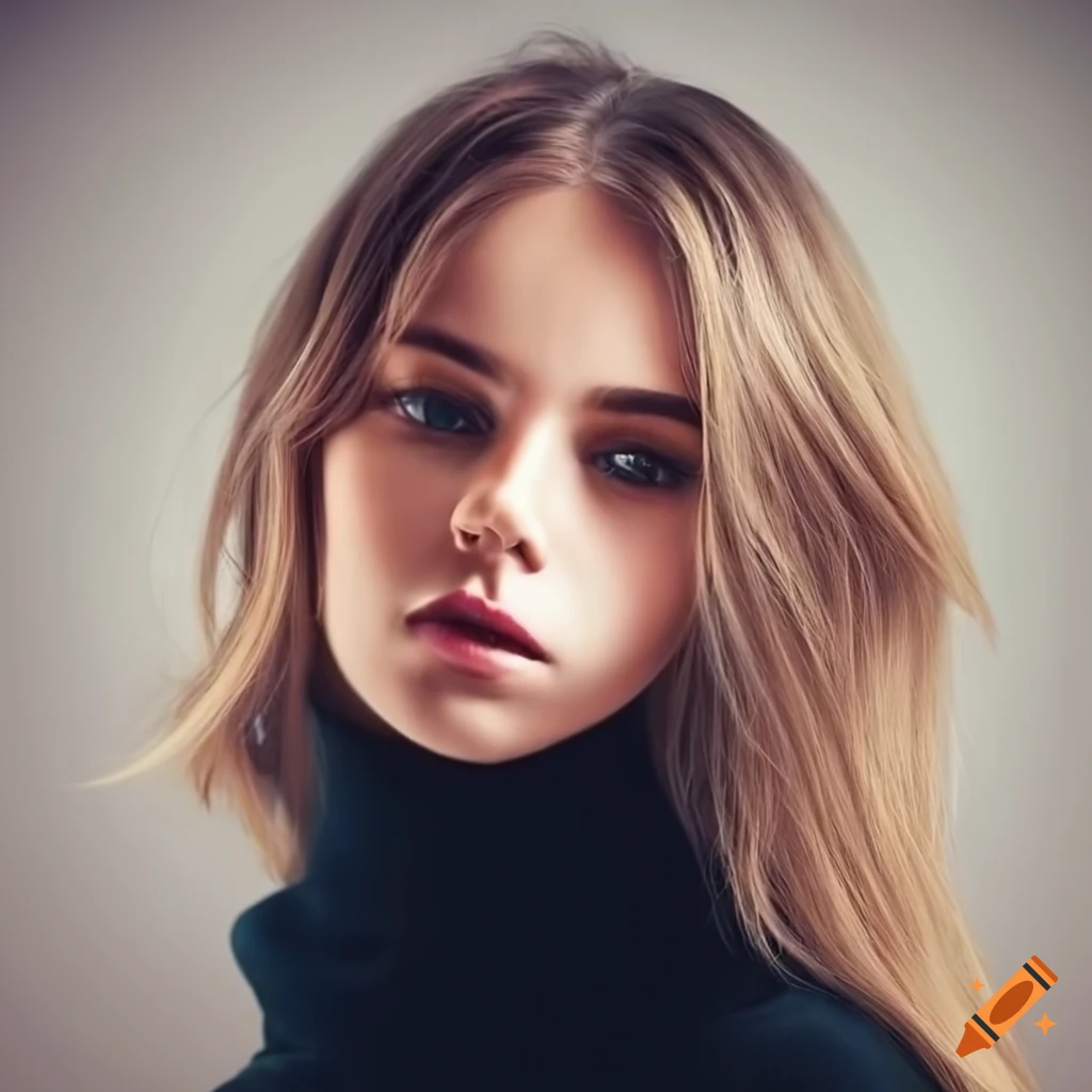 portrait of a beautiful young woman in a black sweater