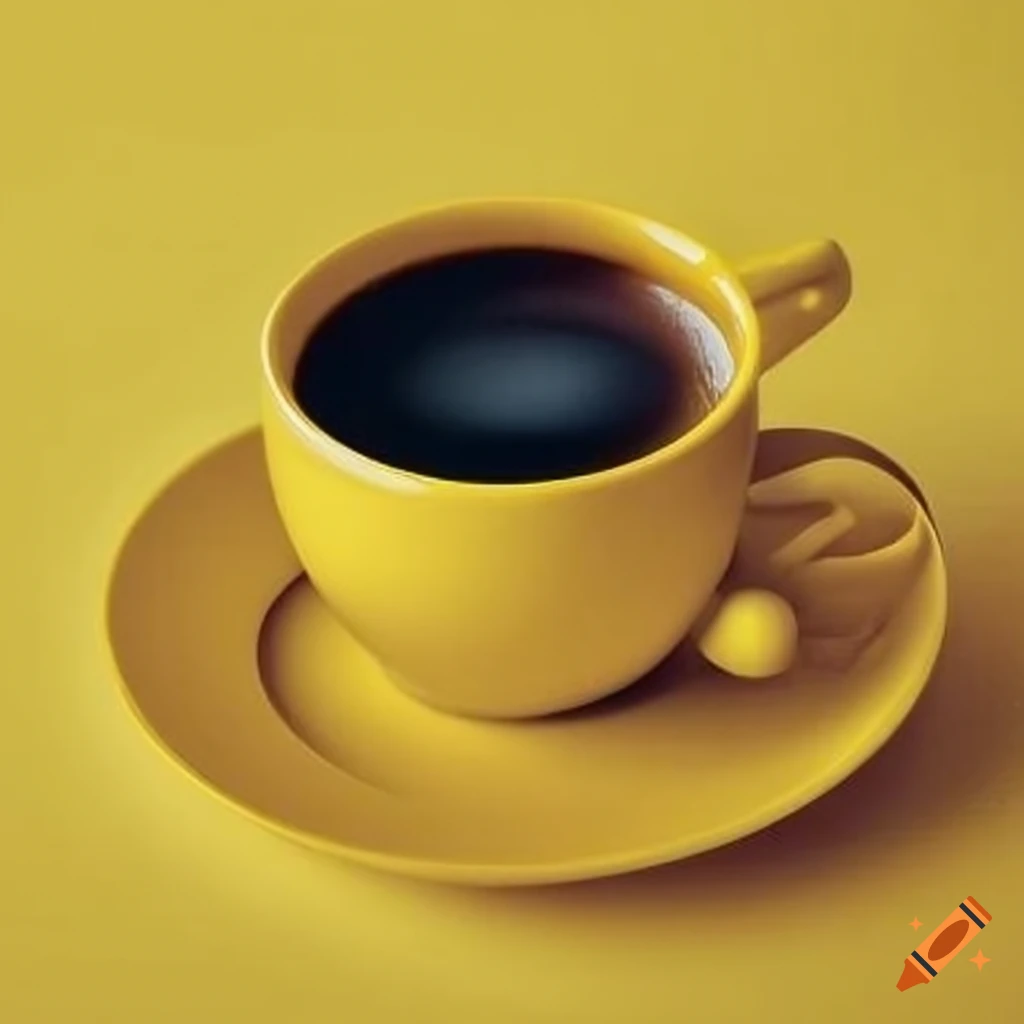 painting of a coffee cup on a yellow background