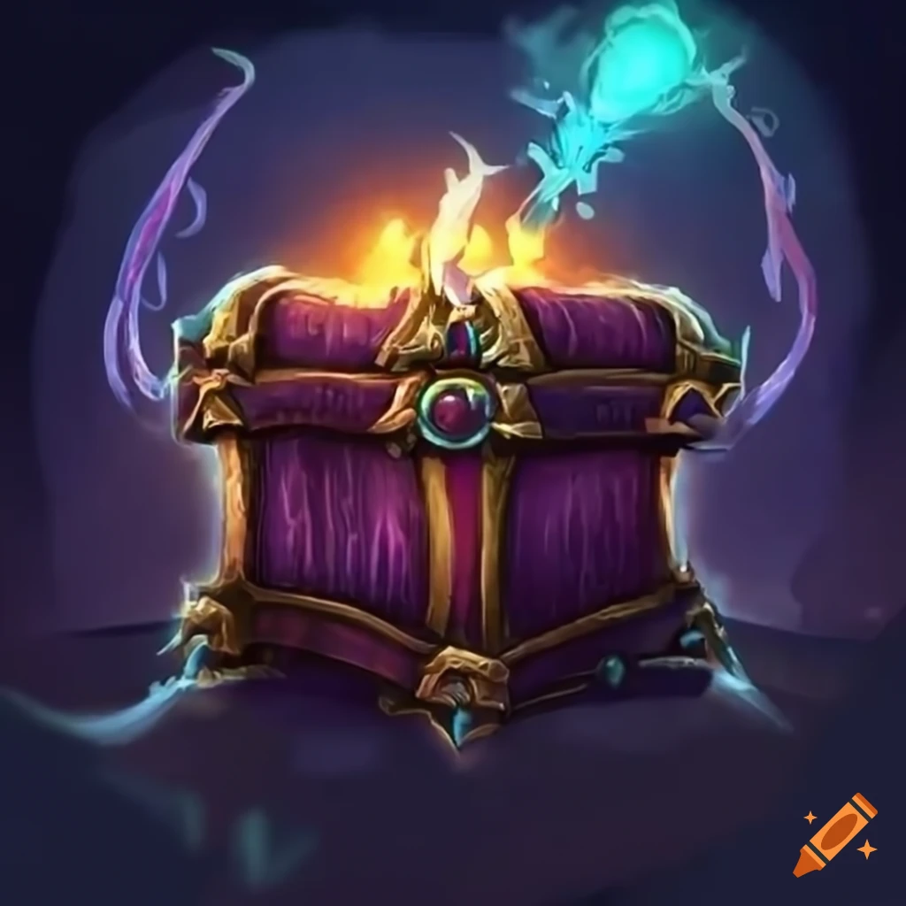 Artistic depiction of a partially opened chest from vanilla warcraft on