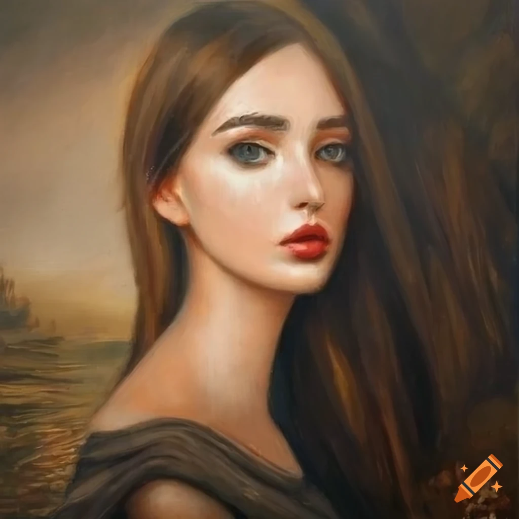 realistic-oil-painting-of-a-young-woman-with-long-hair-in-a-scenic