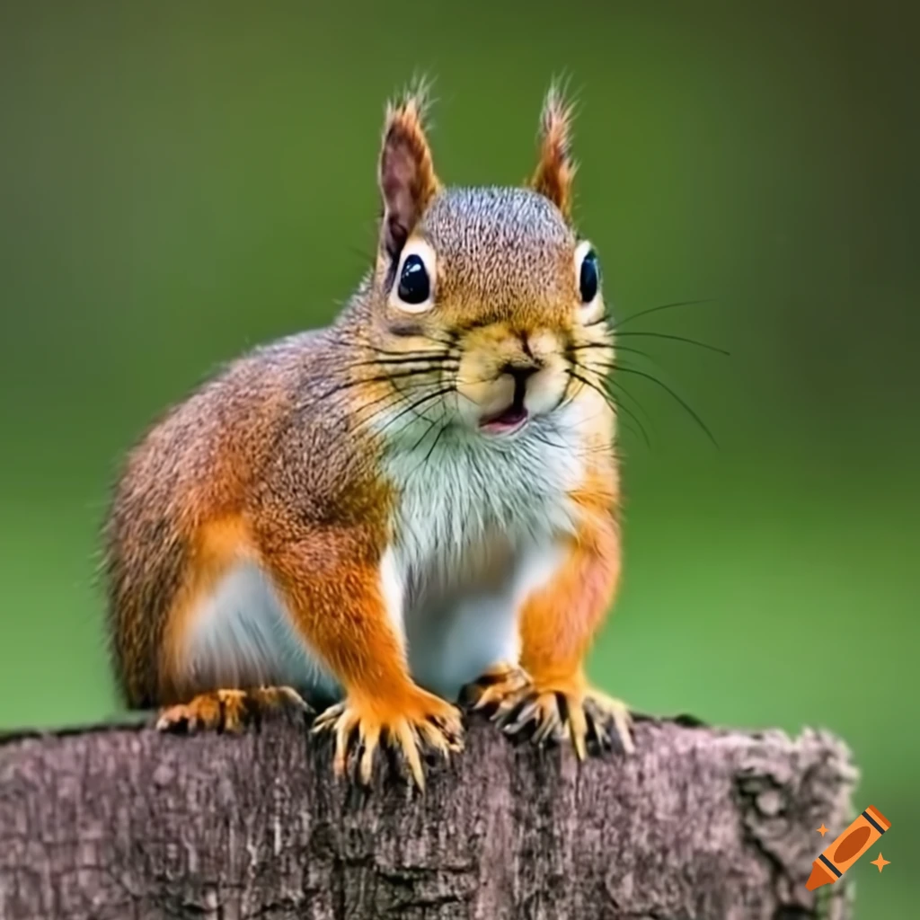 Cute brown squirrel with bushy tail