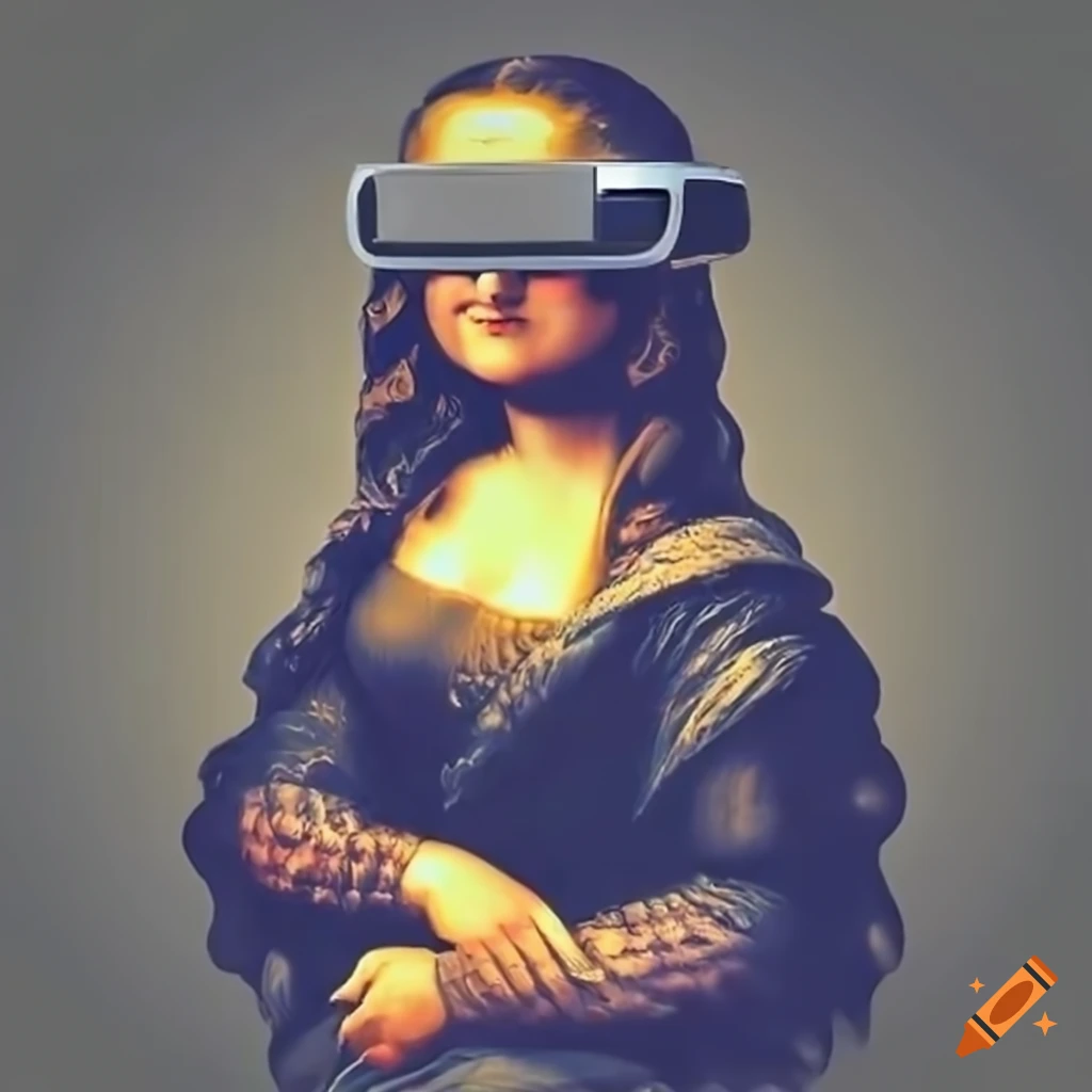 Mona Lisa Wearing Virtual Reality Goggles