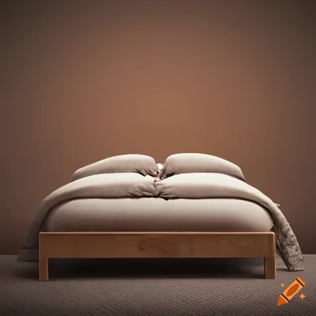 Realistic bed with wooden headboard and ropes on Craiyon